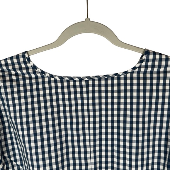 Universal Standard For J Crew Blue&White Gingham Poplin Tie Sleeve Blouse Sz 2X - Picture 13 of 15